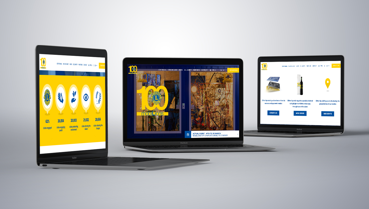 Web design desktop view for Lions Club 1 by 8 Ways