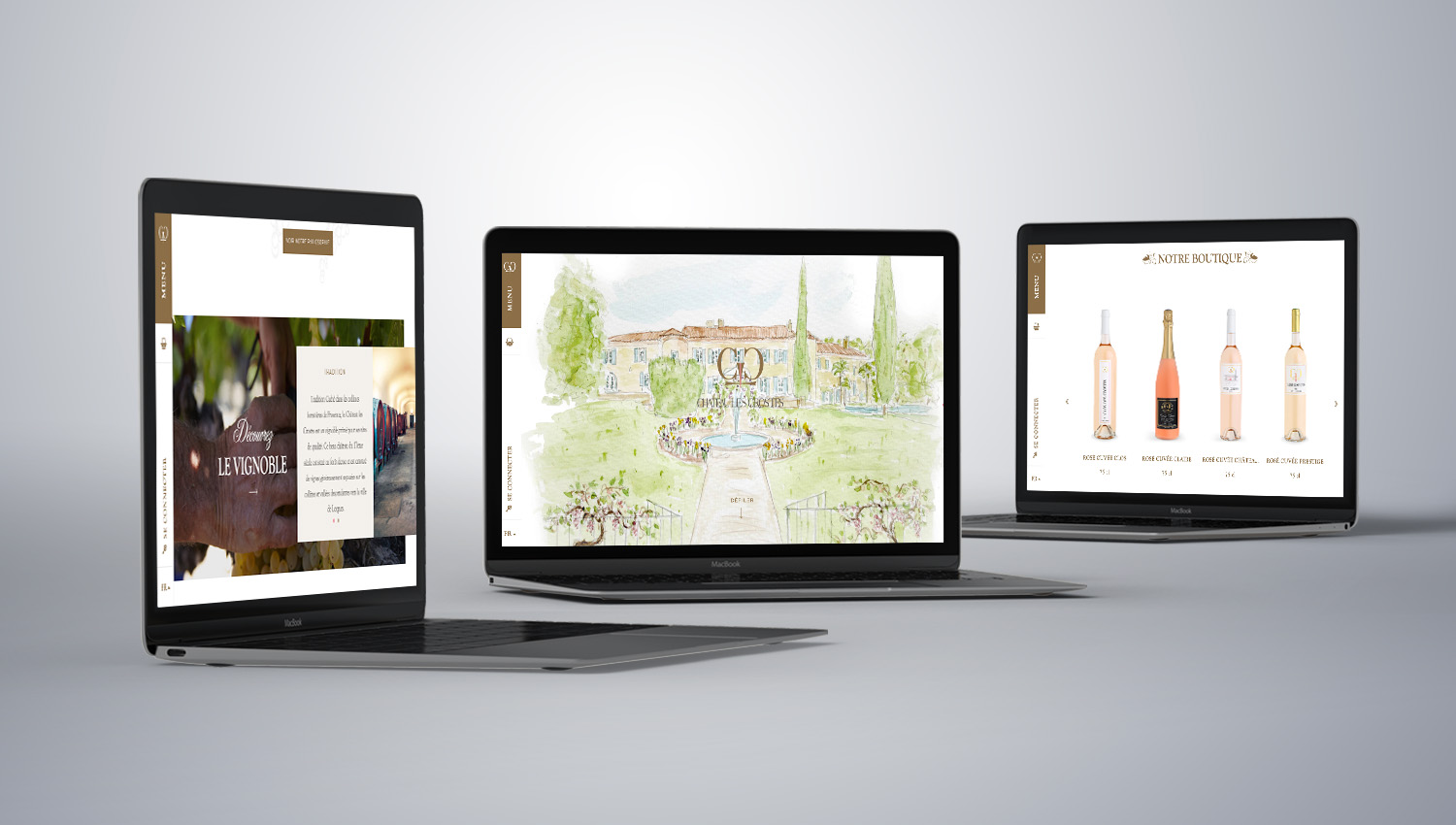 Web design desktop view for Château Les Crostes 1 by 8 Ways