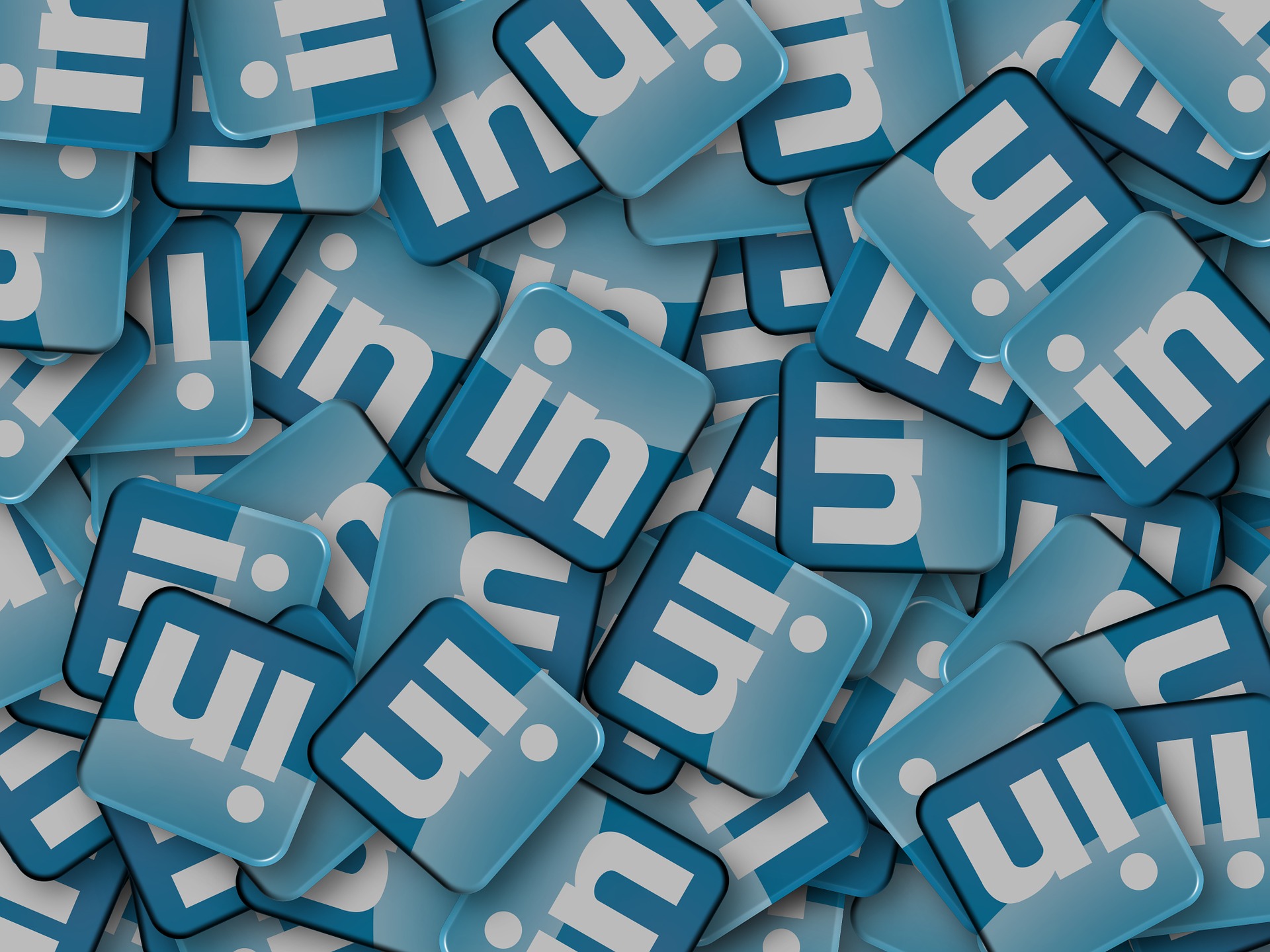 The LinkedIn logo scattered repeatedly as seen from above The LinkedIn logo scattered repeatedly as seen from above