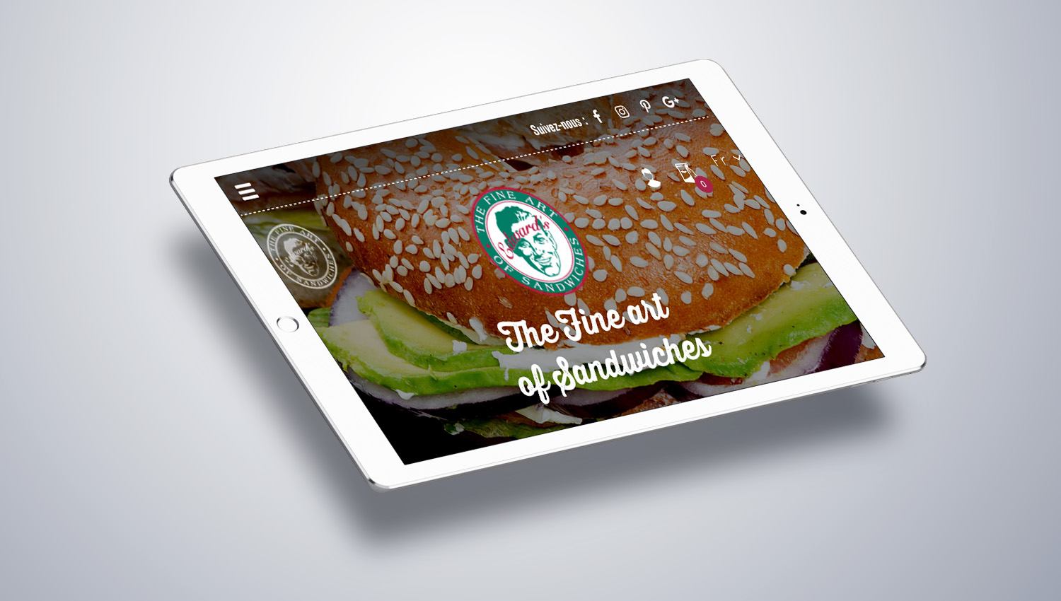 Web design tablet view for Edwards Sandwiches 2 by 8 Ways