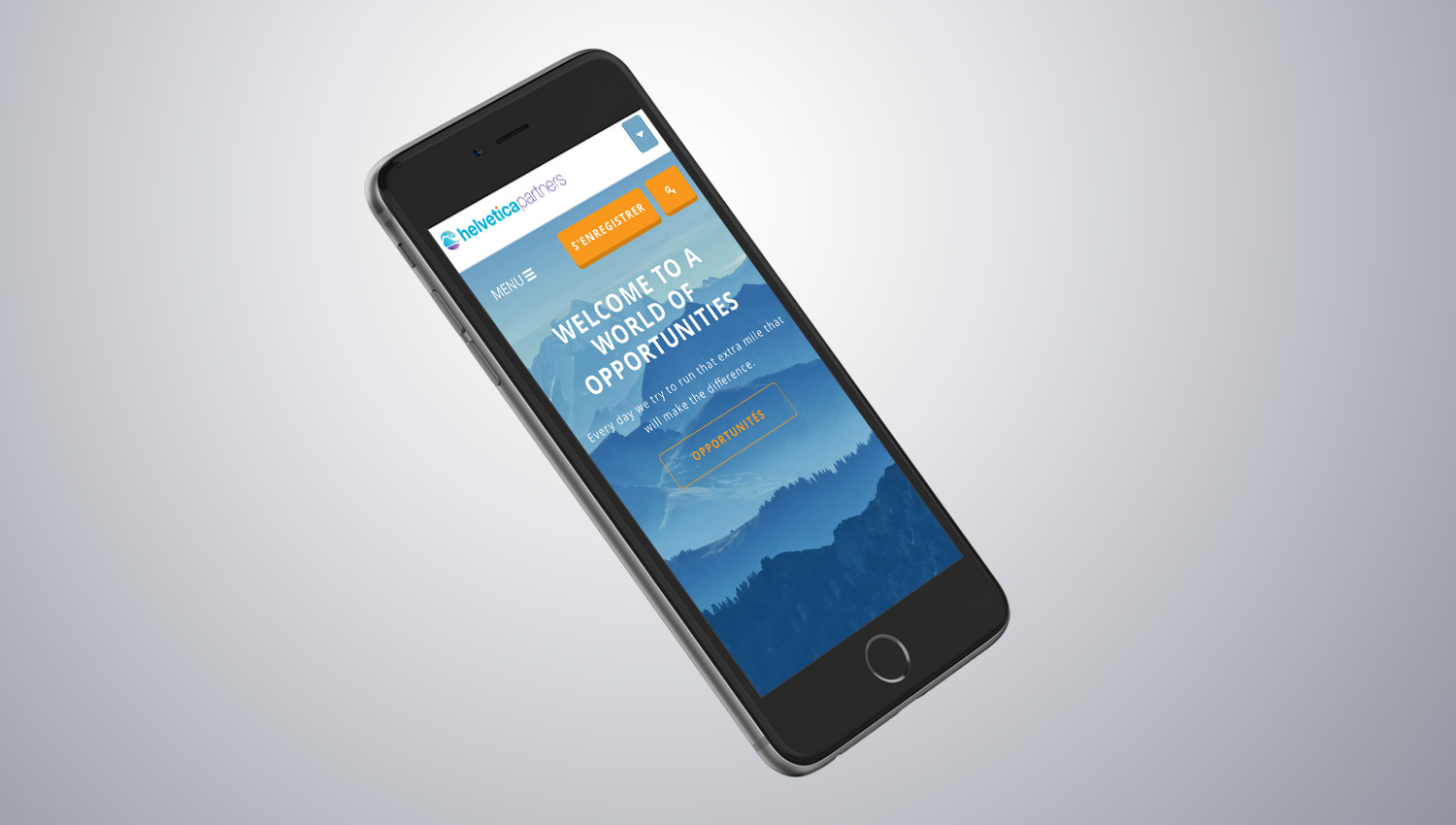 Web design mobile view for Helvetica Partners  3 by 8 Ways