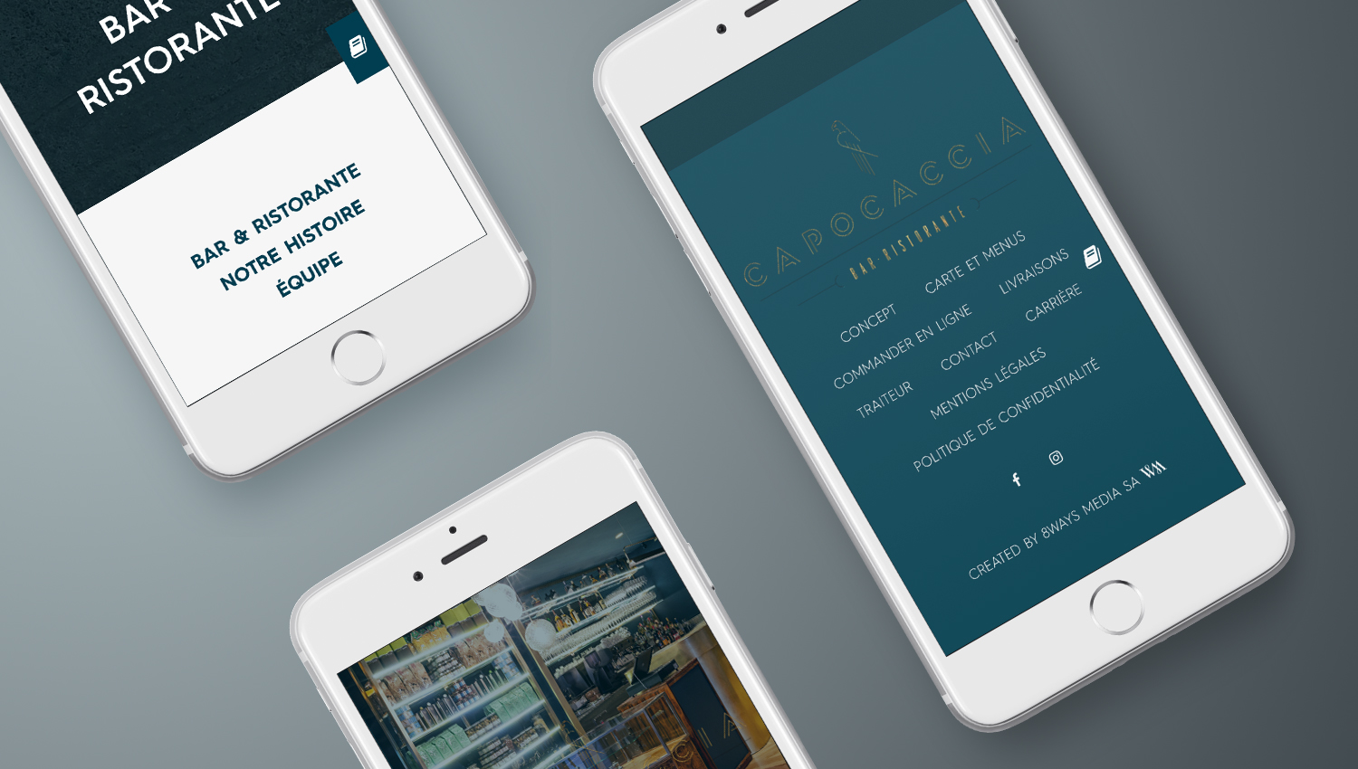 Web design mobile view for Capocaccia 3 by 8 Ways