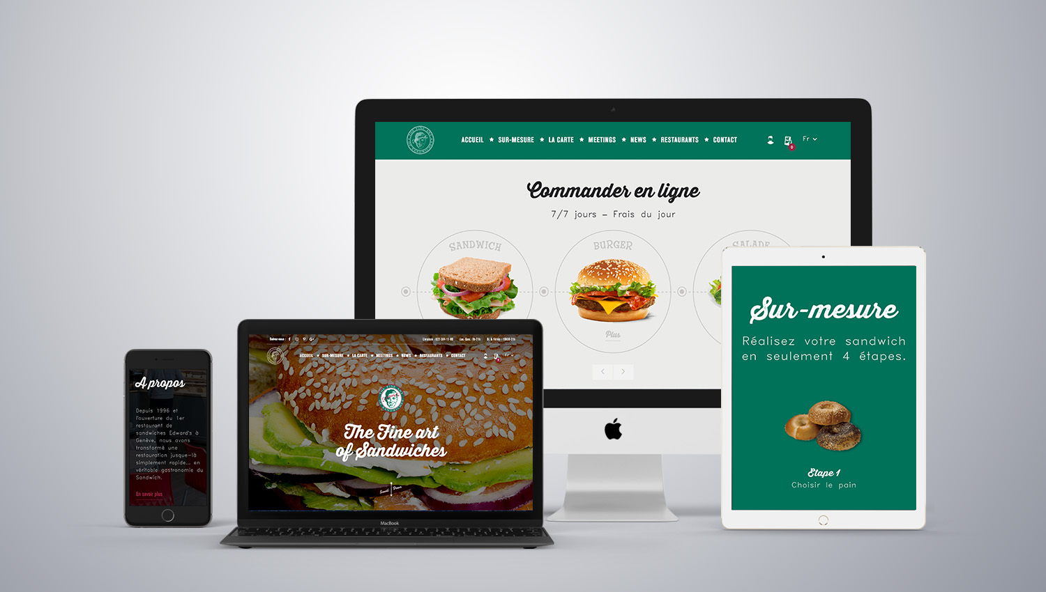 Web design desktop view for Edwards Sandwiches 1 by 8 Ways