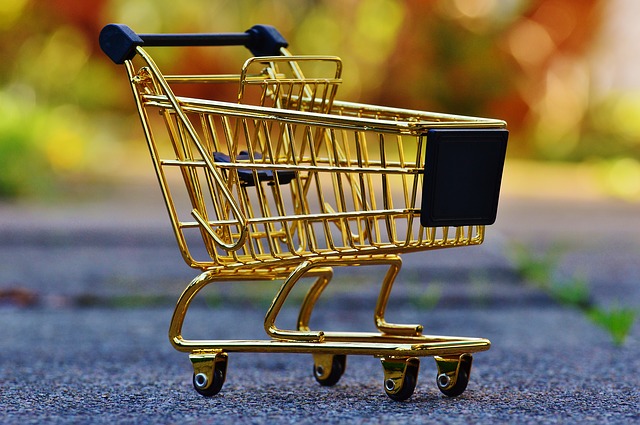 Gold shopping trolley