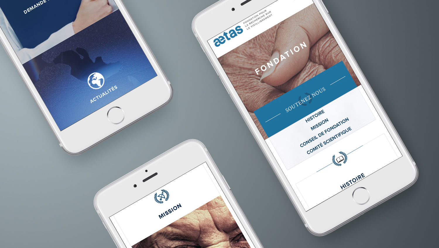 Web design mobile view for Aetas by 8 Ways