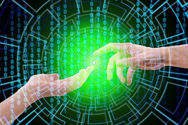 AI touch, technology, hands AI touch, technology, hands