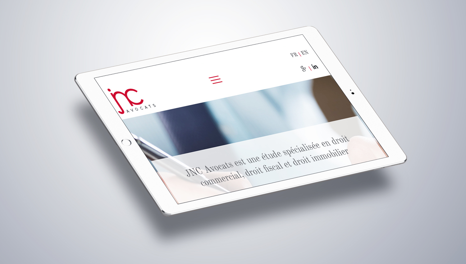 Web design tablet view for JNC Avocats 2 by 8 Ways