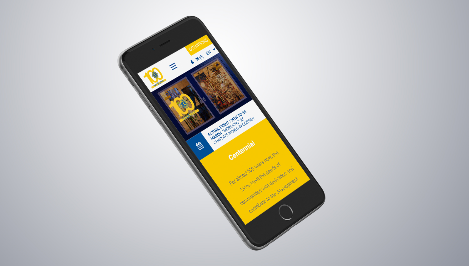 Web design mobile view for Lions Club 3 by 8 Ways