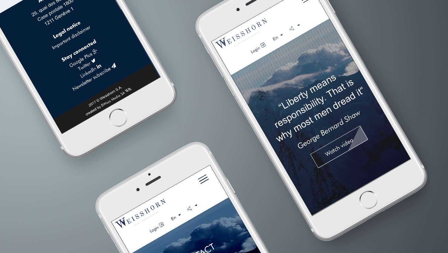 Web design mobile view for Weisshorn 3 by 8 Ways