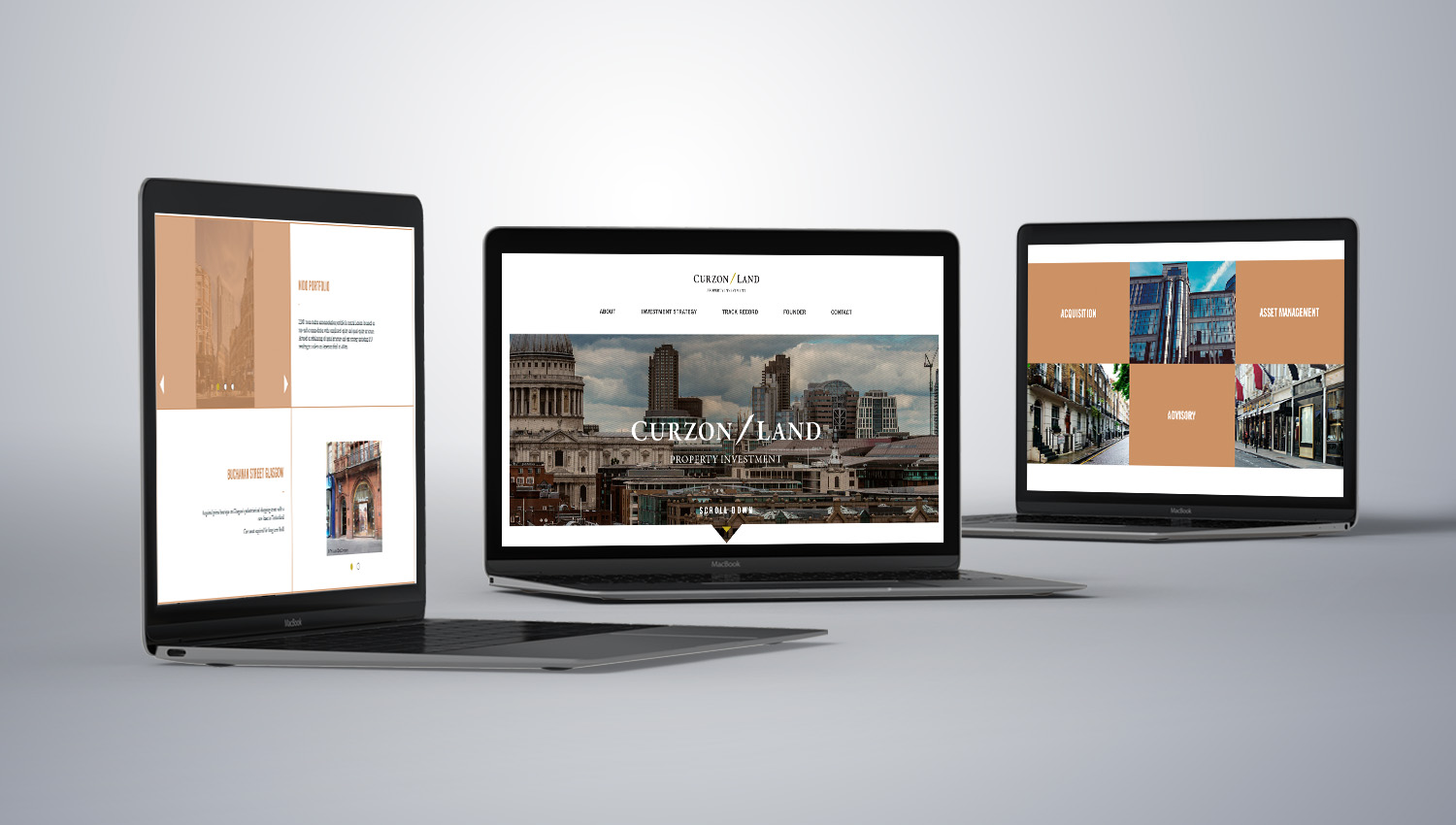 Web design desktop view for Curzon Land