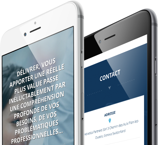 Mobile view design for Helvetica Partners