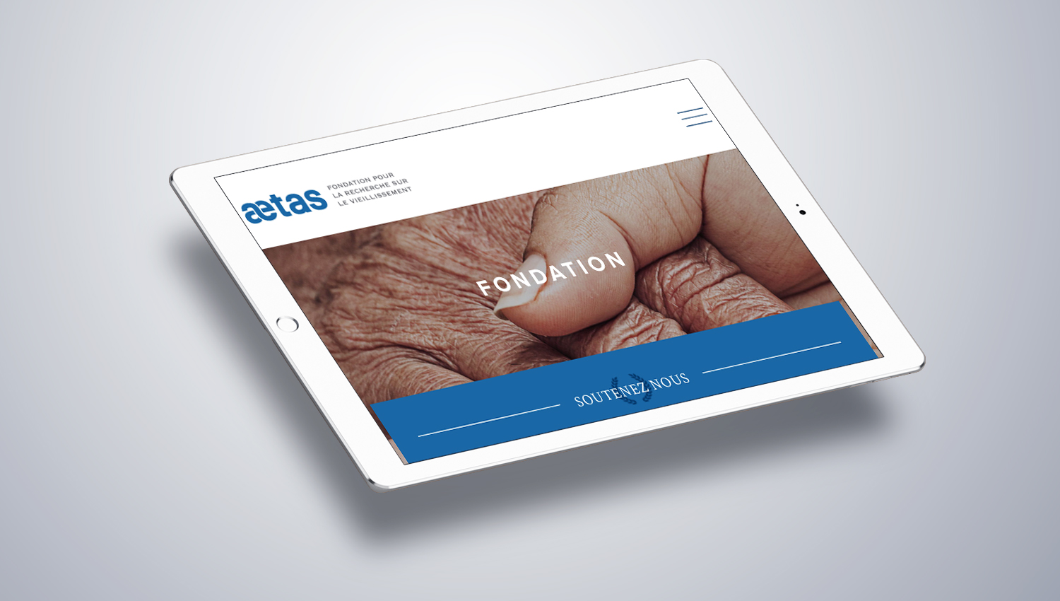 Web design tablet view for Aetas by 8 Ways