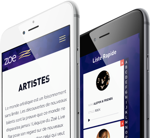 Zoe Live Bar mobile view by 8 Ways Media SA Mobile view design for ZOE