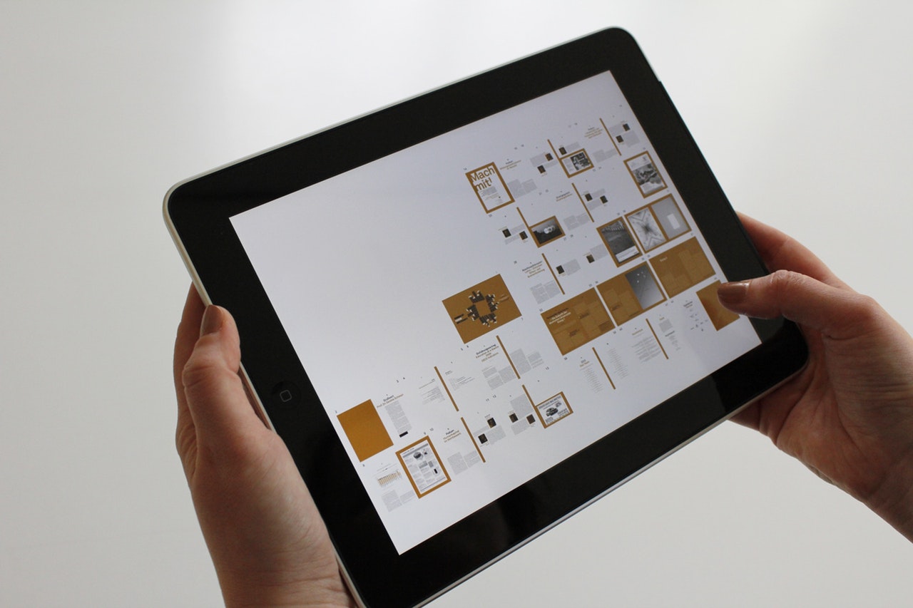 A tablet featuring various images A tablet featuring various images