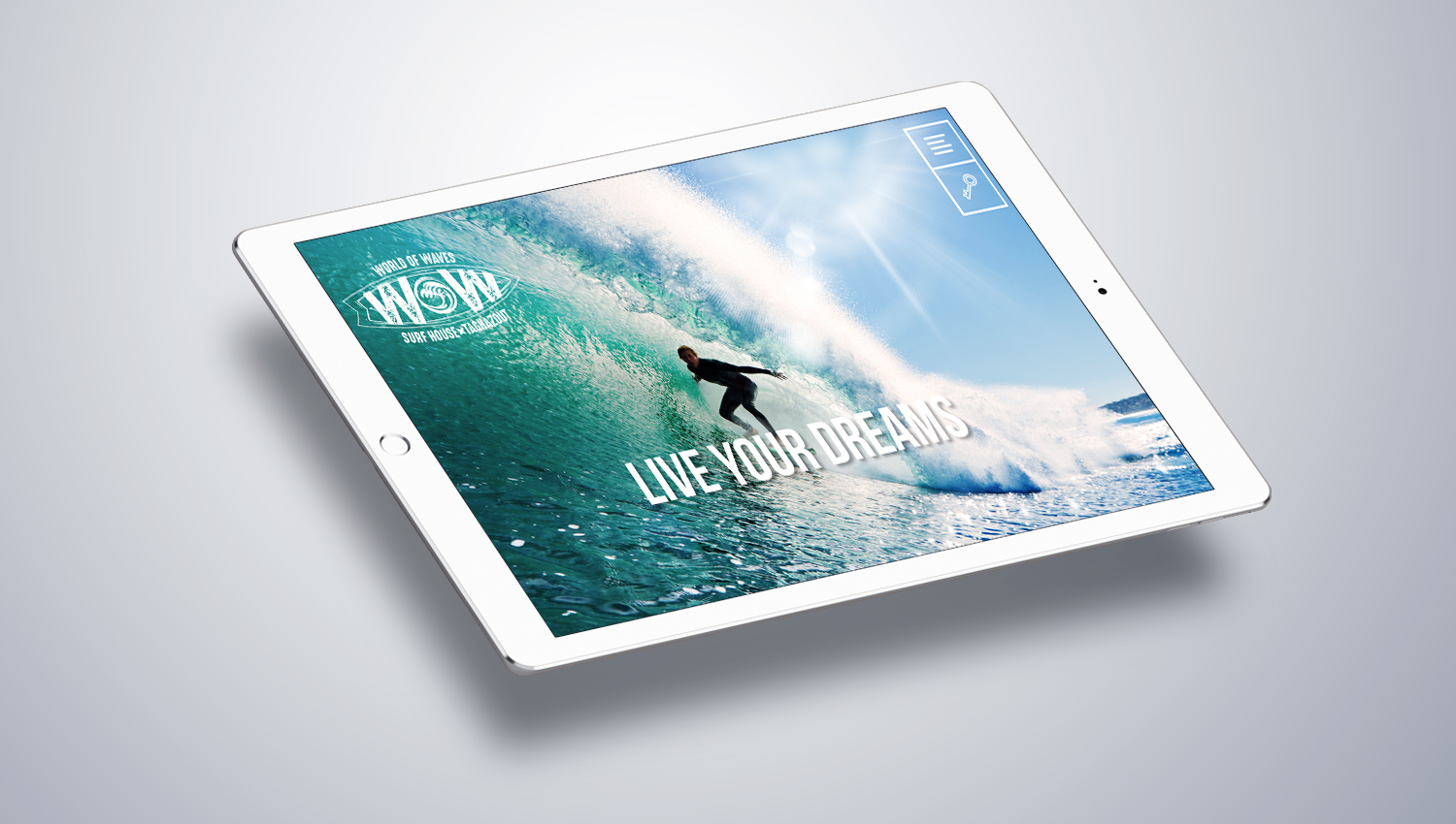 Web design laptop view for Word of Waves 2 by 8 Ways