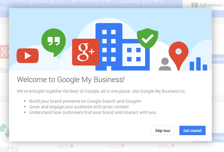 The Google My Business homepage 