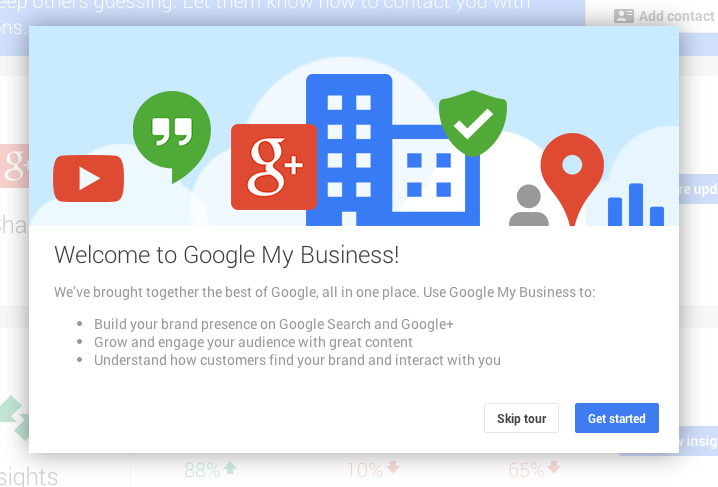 The Google My Business homepage The Google My Business homepage